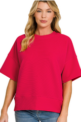 "Aimee" Ribbed Scuba Top , 3 colors