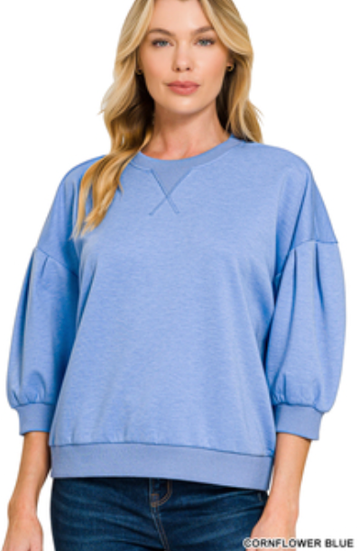 "Presley" Puff Sleeve Top - The Katie Grace Boutique