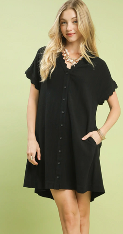 "Sophia" Scalloped Linen Dress, 3 colors - The Katie Grace Boutique
