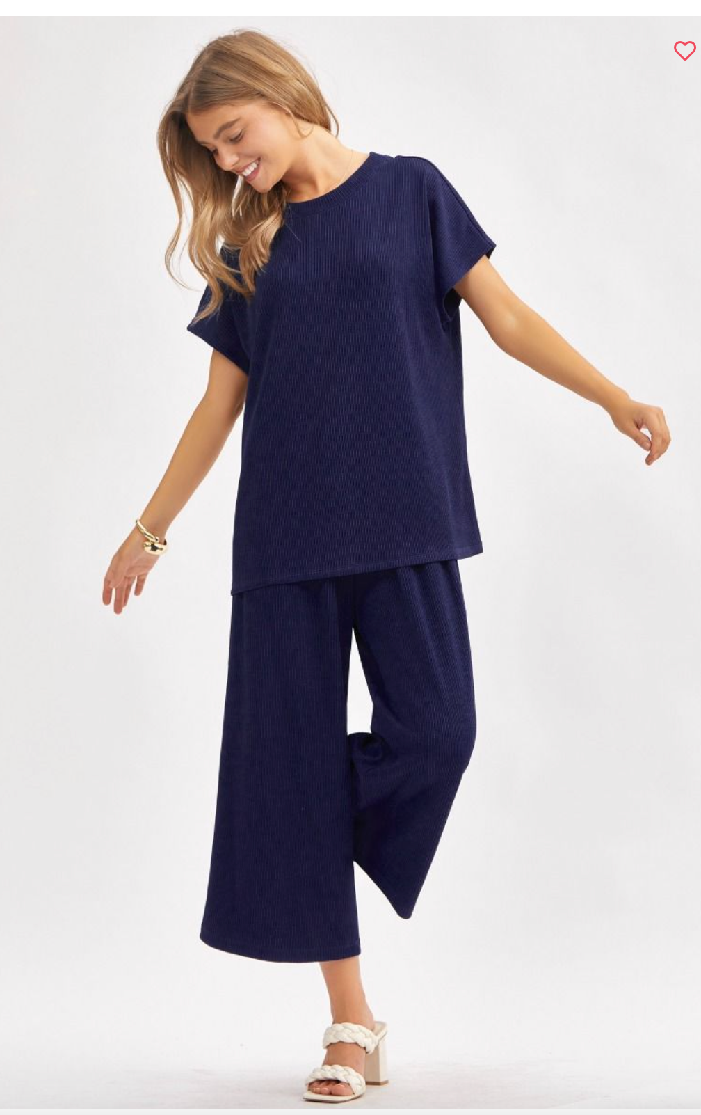 "Cassie" Ribbed Knit Matching Separates, Navy - The Katie Grace Boutique