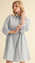 "Gracie" Chambray  Striped Dress - The Katie Grace Boutique