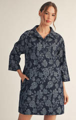 "Kayla" Floral Denim Dress - The Katie Grace Boutique
