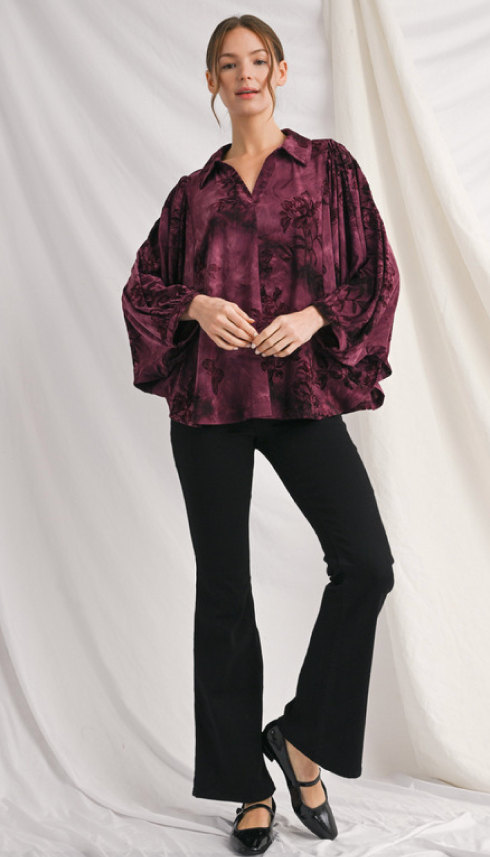 "Margot" Burnout Blouse - The Katie Grace Boutique