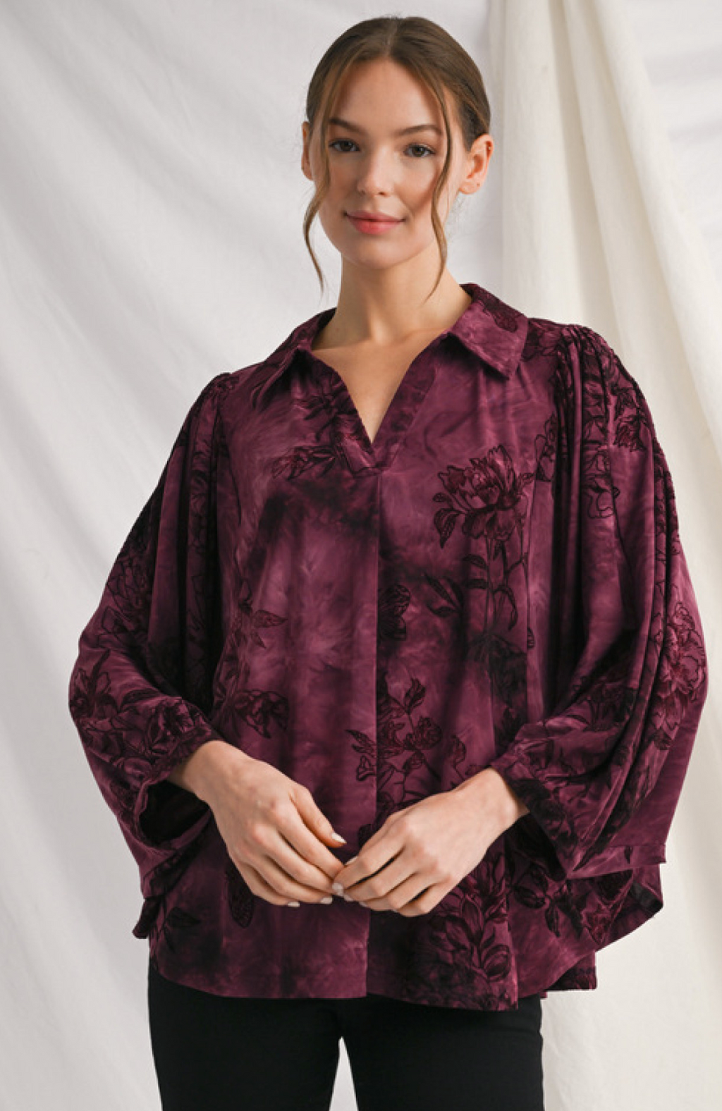 "Margot" Burnout Blouse - The Katie Grace Boutique