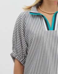 "Rachel" Striped Blouse - The Katie Grace Boutique