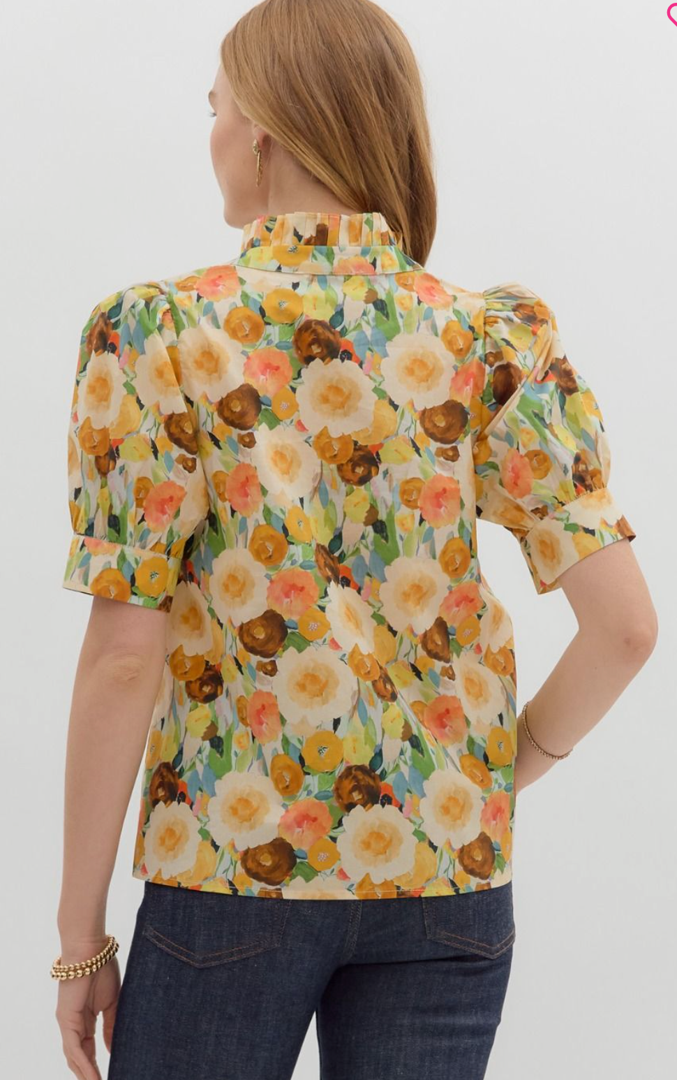 "Flora" Floral Blouse - The Katie Grace Boutique