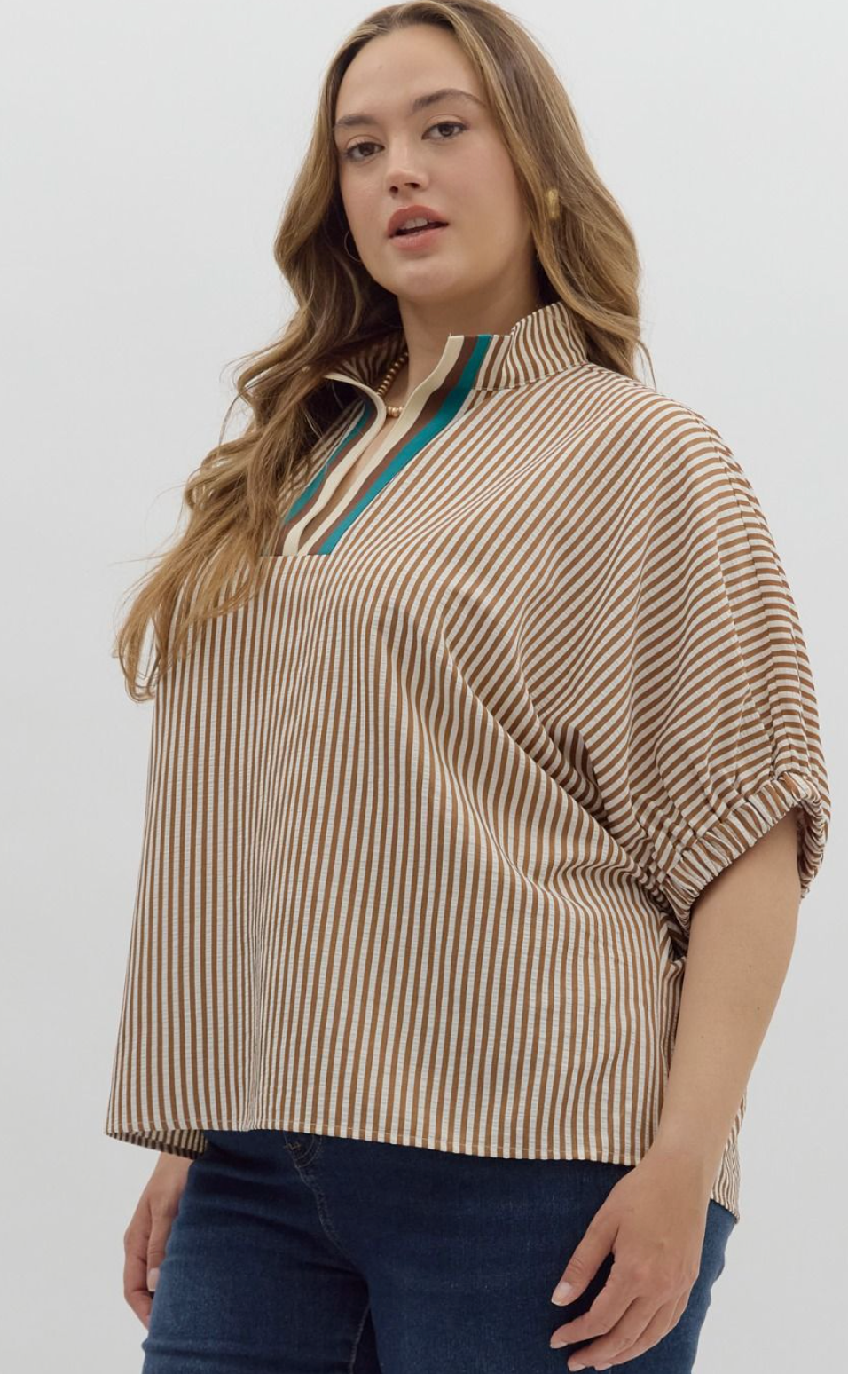"Alicia" Striped Dolman, Plus - The Katie Grace Boutique