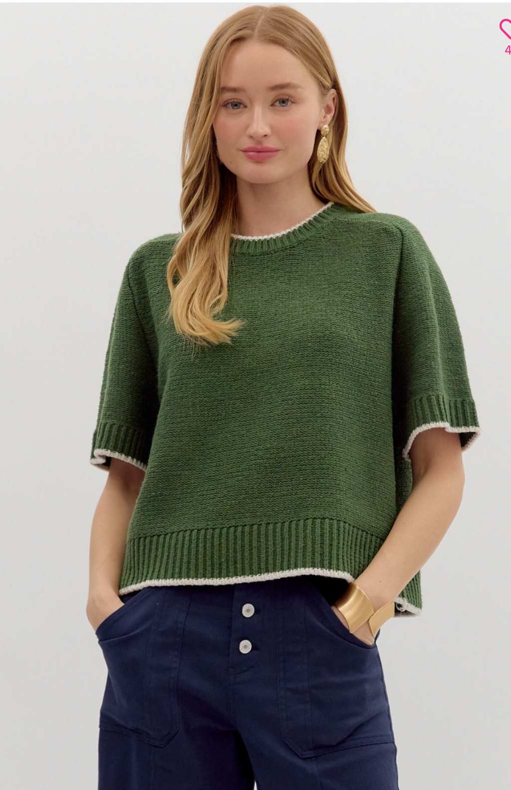 "Everly" Short Sleeve Sweater - The Katie Grace Boutique