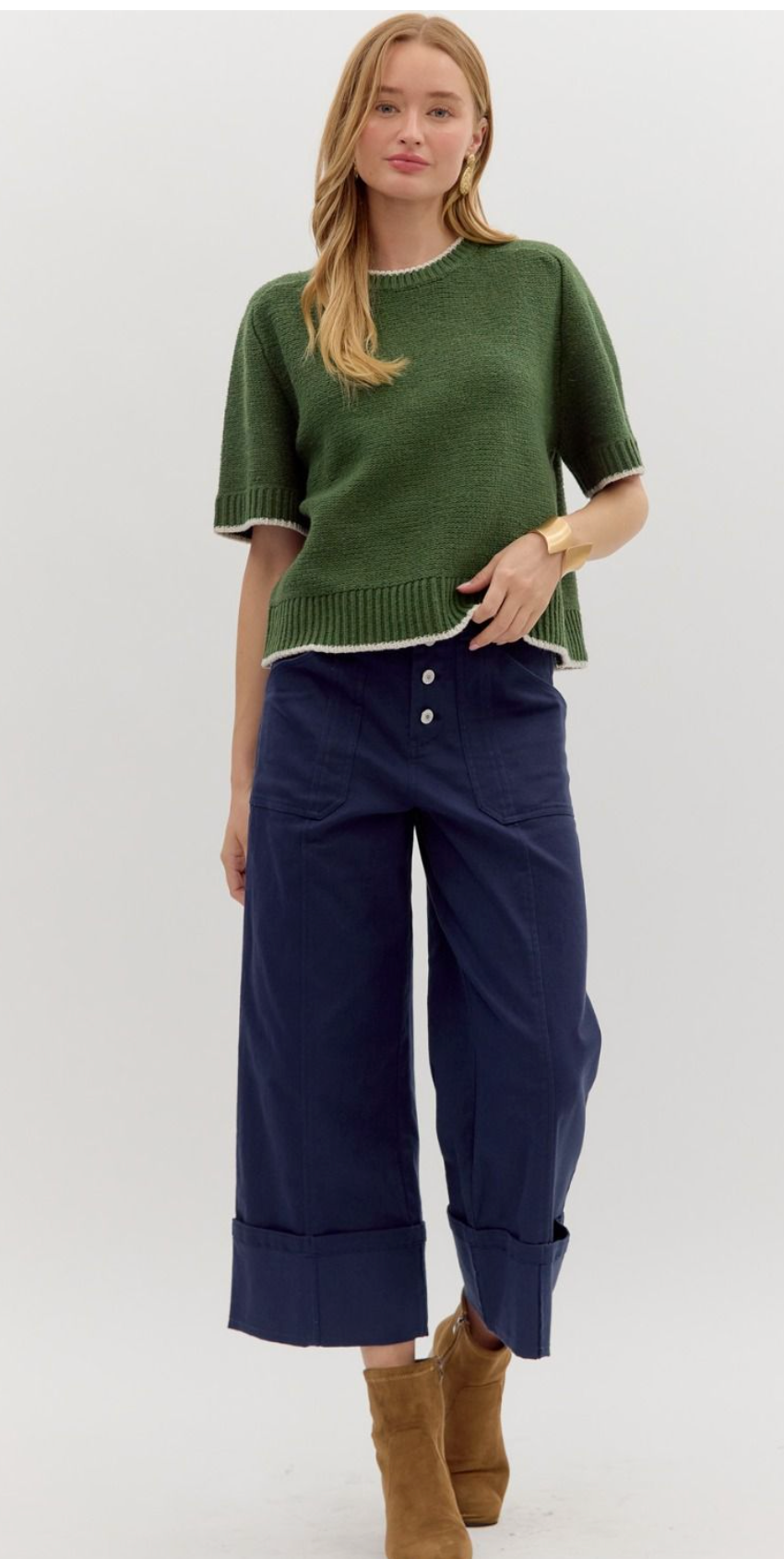 "Everly" Short Sleeve Sweater - The Katie Grace Boutique