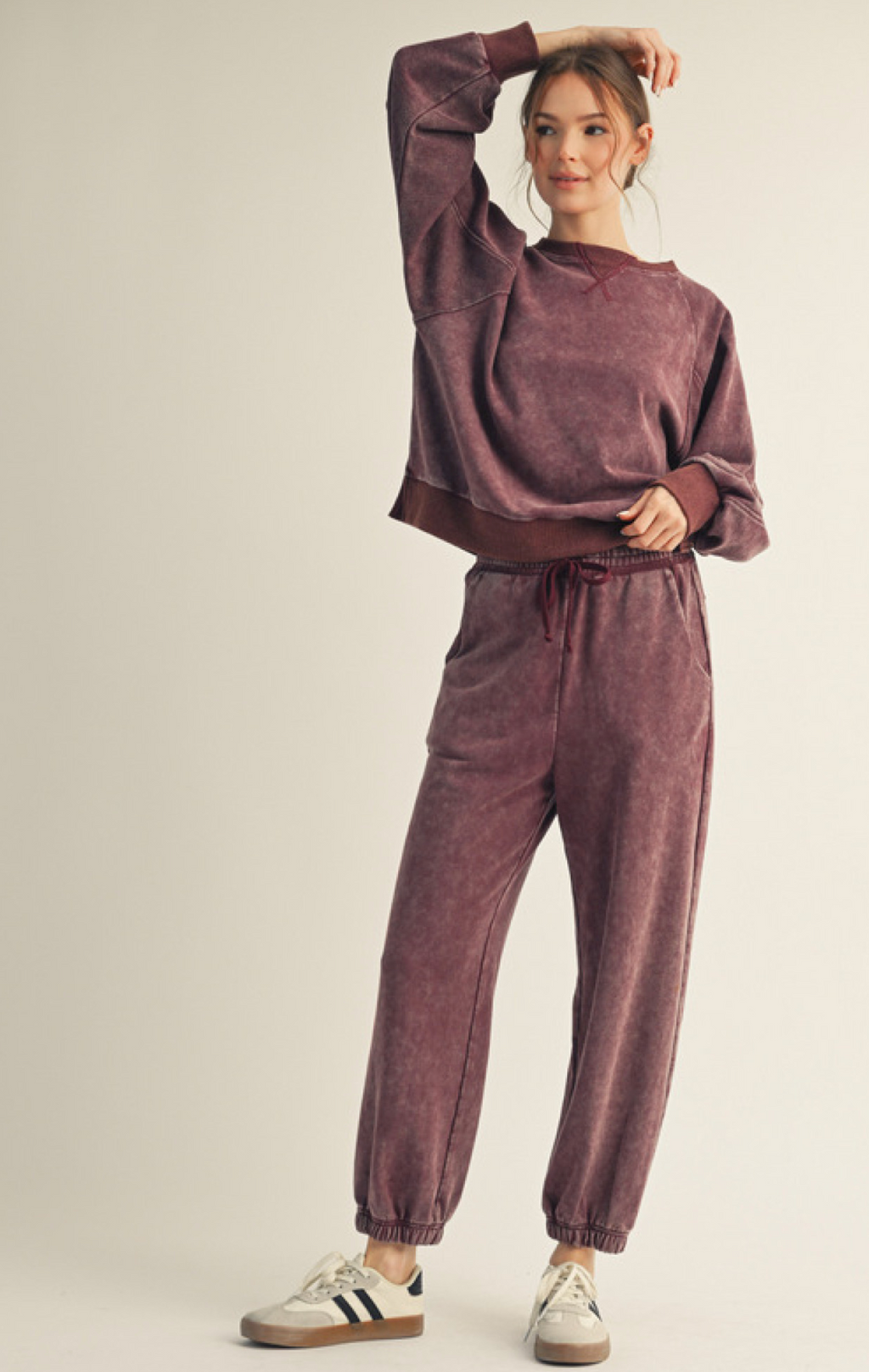 "Abbie" Mineral Washed Separates, Burgundy - The Katie Grace Boutique