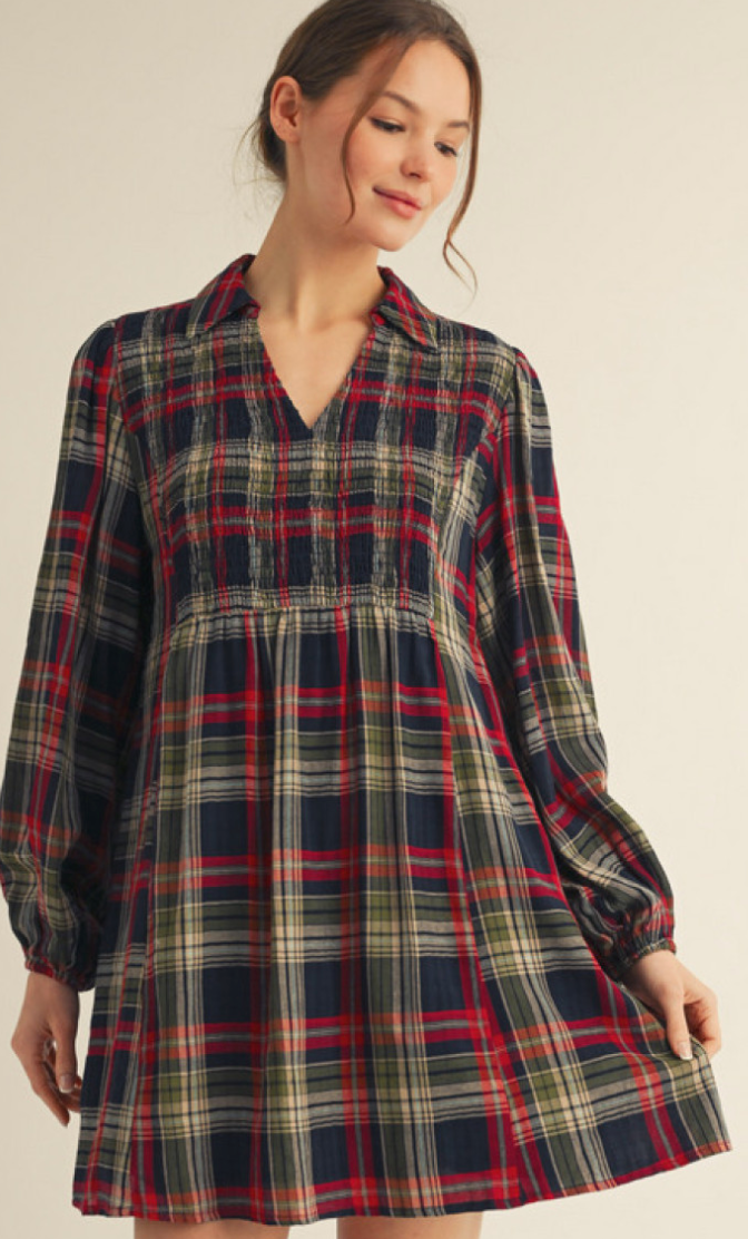 "Trina" Plaid Dress - The Katie Grace Boutique