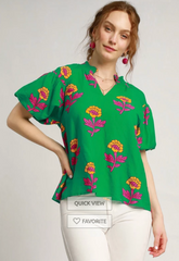 "Chasely" Puff Sleeve Blouse - The Katie Grace Boutique