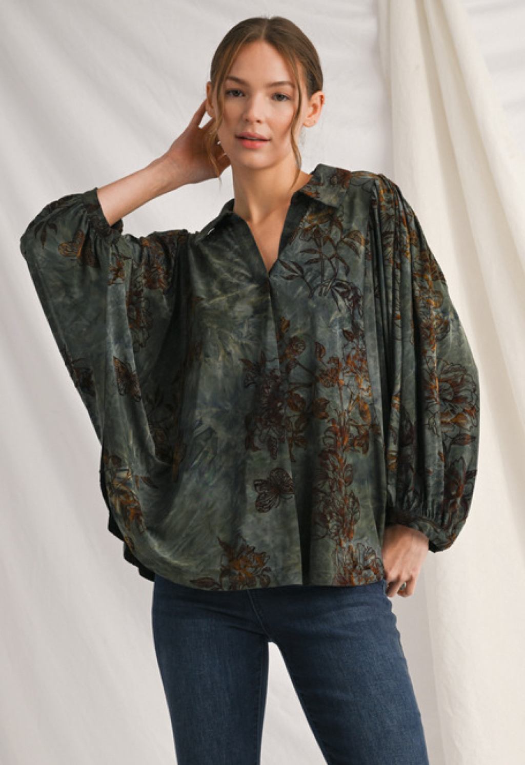 "Alicia" Burnout Blouse - The Katie Grace Boutique