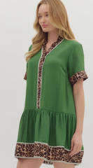 "Sharon" Leopard Contrast Dress - The Katie Grace Boutique