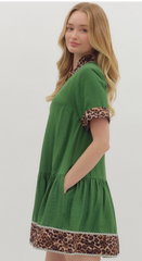 "Sharon" Leopard Contrast Dress - The Katie Grace Boutique