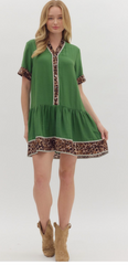 "Sharon" Leopard Contrast Dress - The Katie Grace Boutique