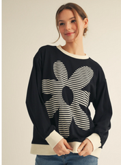 "Layla" Flower Pullover, 2 colors - The Katie Grace Boutique