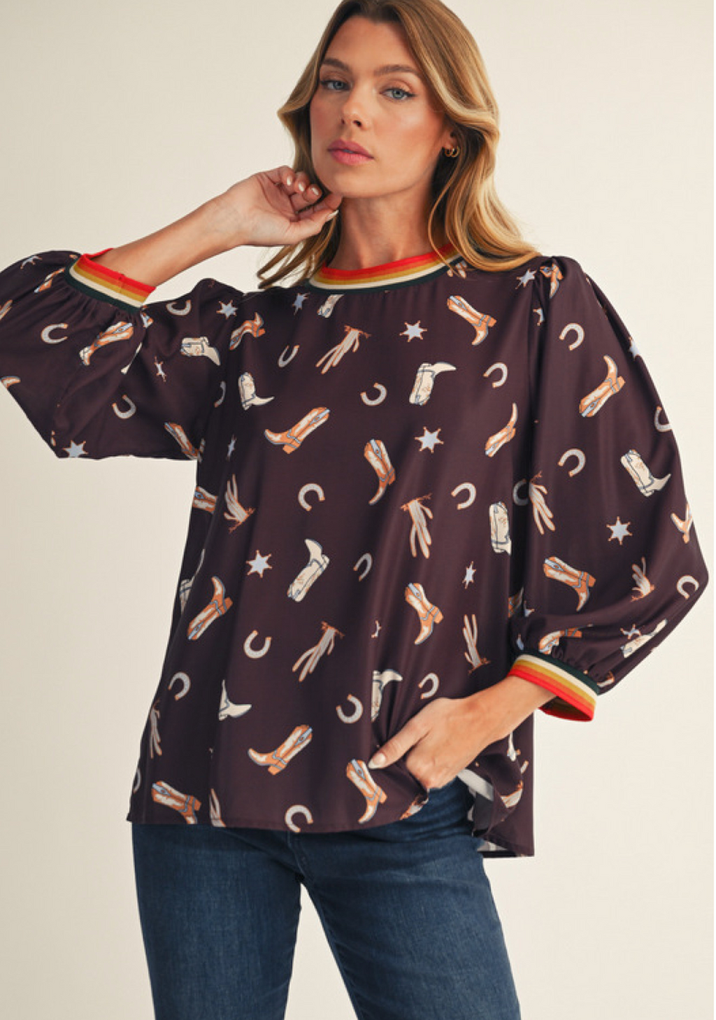 "Dolly" Western Motif Top