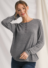 "Bethany" Henley Top, 2 colors - The Katie Grace Boutique