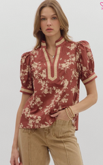 "Anna" Floral Blouse - The Katie Grace Boutique