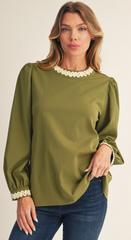 "Hattie" Long Sleeve Blouse - The Katie Grace Boutique