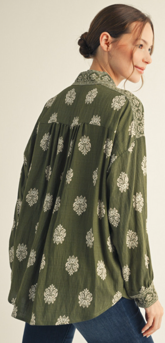 "Vera" Button Blouse - The Katie Grace Boutique