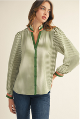 "Britt" Striped Blouse, 2 colors - The Katie Grace Boutique