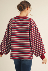 "Kelso" Thermal Striped Pullover, 2 colors - The Katie Grace Boutique