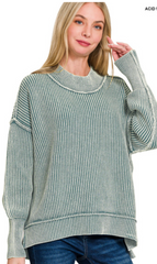 "Portia" Mineral Washed Sweater, 2 colors - The Katie Grace Boutique