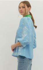 "Emily" Embroidered Blouse - The Katie Grace Boutique