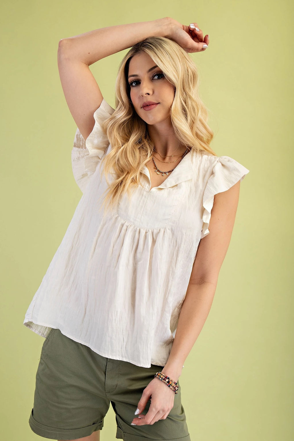 "Maddie" Ruffled Sleeve Blouse, 2 colors - The Katie Grace Boutique
