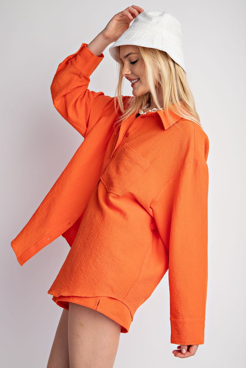 "Jazlyn" Oversized Button Down Blouse - The Katie Grace Boutique