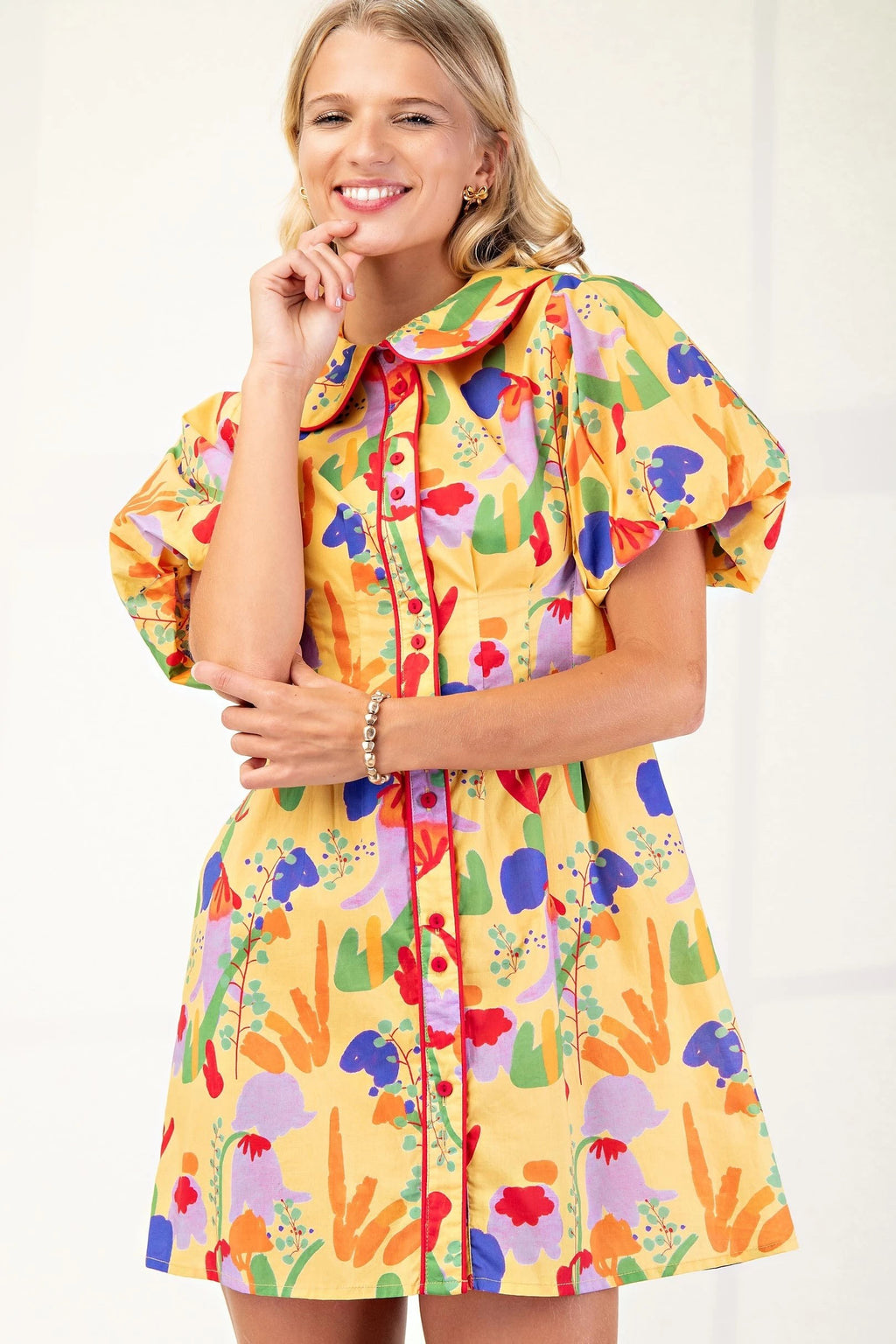 "Keely" Puff Sleeve Dress - The Katie Grace Boutique
