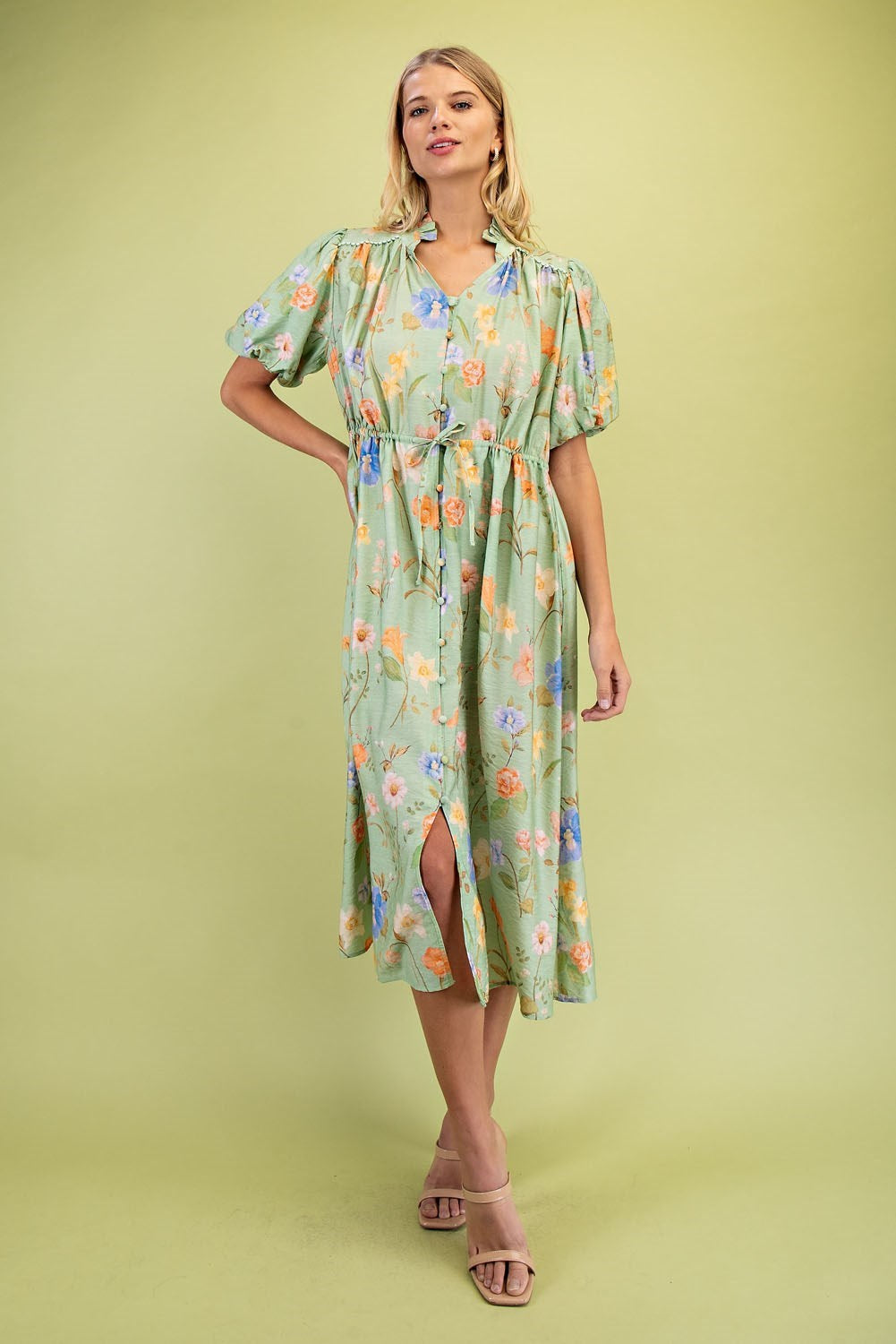 "Isabella" Floral Midi Dress - The Katie Grace Boutique