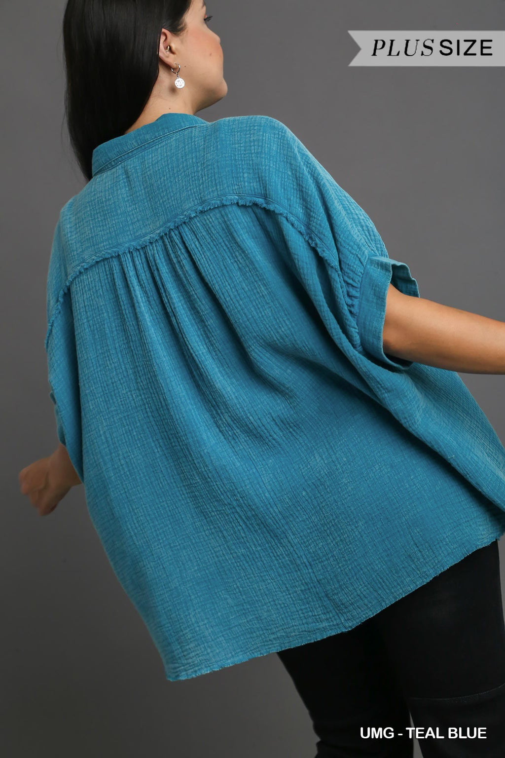 "Laney" Mineral Washed Cotton Blouse, Plus - The Katie Grace Boutique