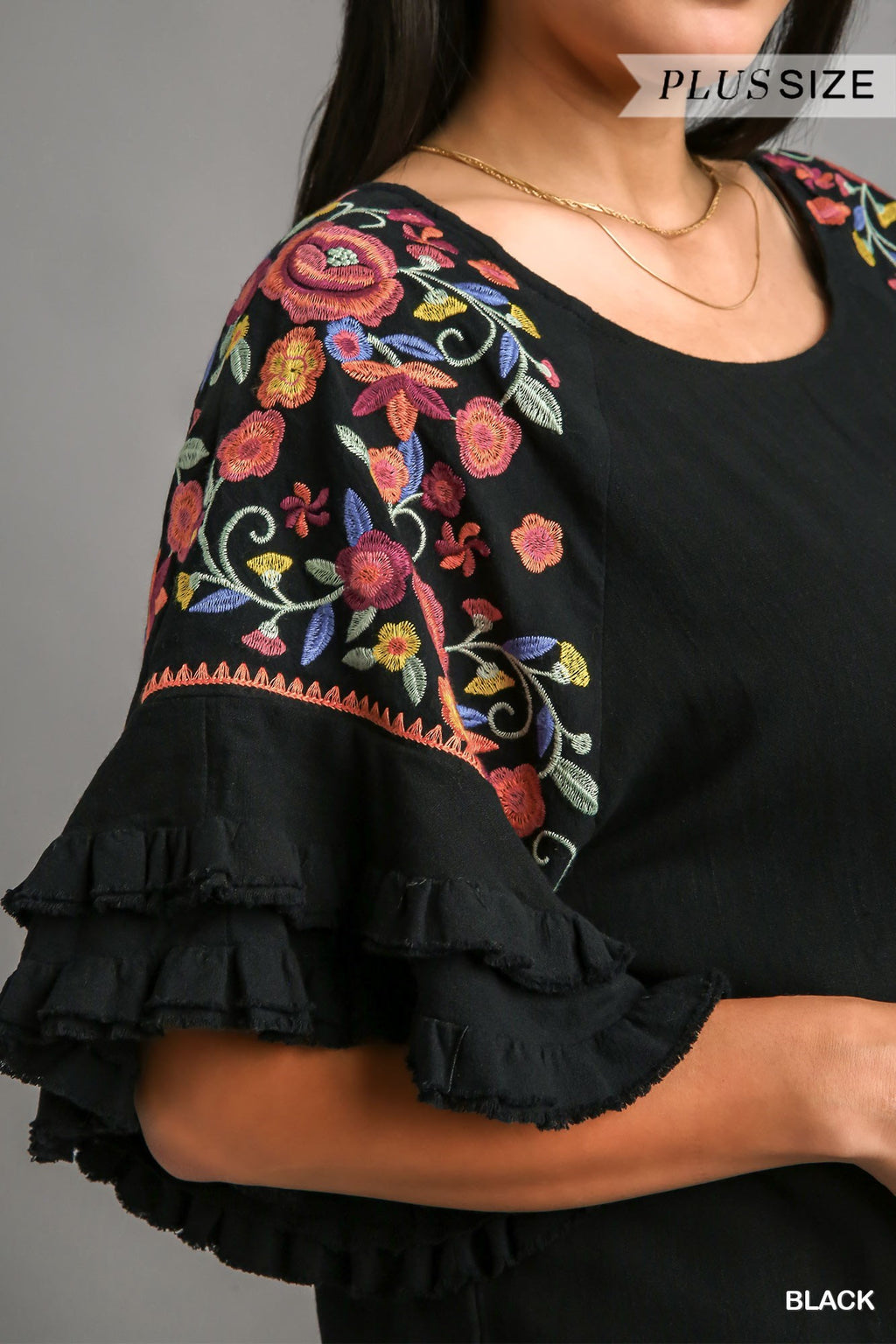"Lucy" Embroidered Line Blend Blouse, Plus - The Katie Grace Boutique