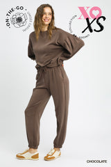 "Kara" Cupro Matching Separates, Chocolate - The Katie Grace Boutique