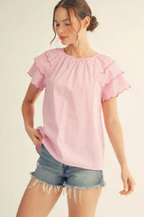 "Buffy" Striped  Blouse - The Katie Grace Boutique