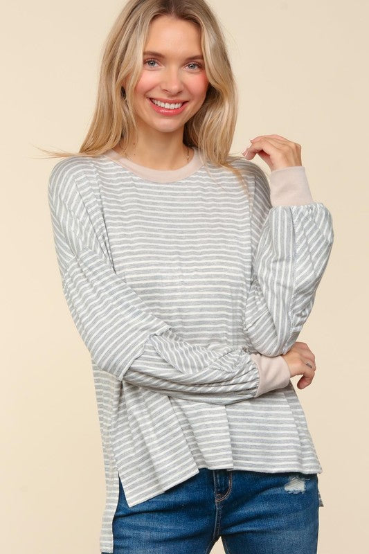 "Lyla" Striped Long Sleeve Tee - The Katie Grace Boutique