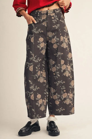 "Mari" Floral Barrel Pants
