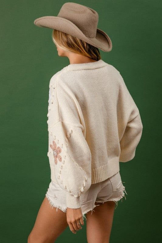 "Angelina" Embellished Cardigan - The Katie Grace Boutique