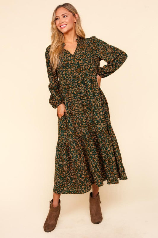 "Meadow" Notch Neck Midi Dress - The Katie Grace Boutique