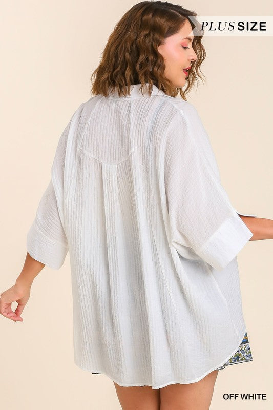 "Percy" Textured Blouse, Plus
