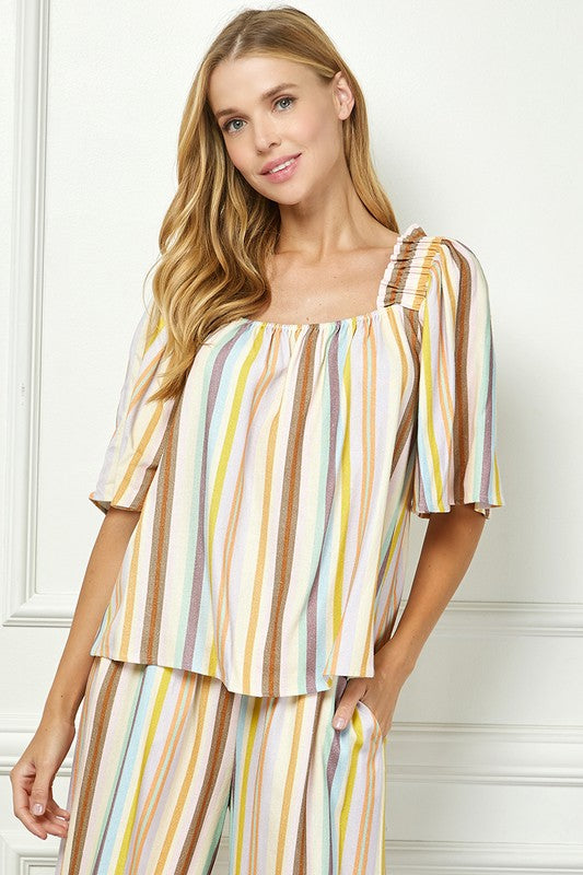 "Rosie" Striped Blouse - The Katie Grace Boutique