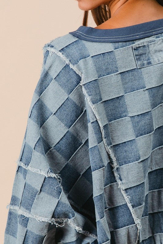 "Lily" Denim Check Pullover