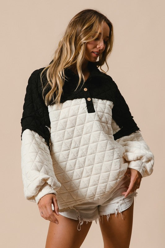 "Aubrey" Quilted Pullover - The Katie Grace Boutique