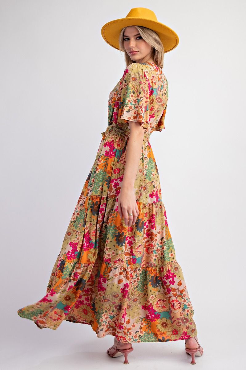 "Isabelle" Retro Floral Maxi Dress - The Katie Grace Boutique