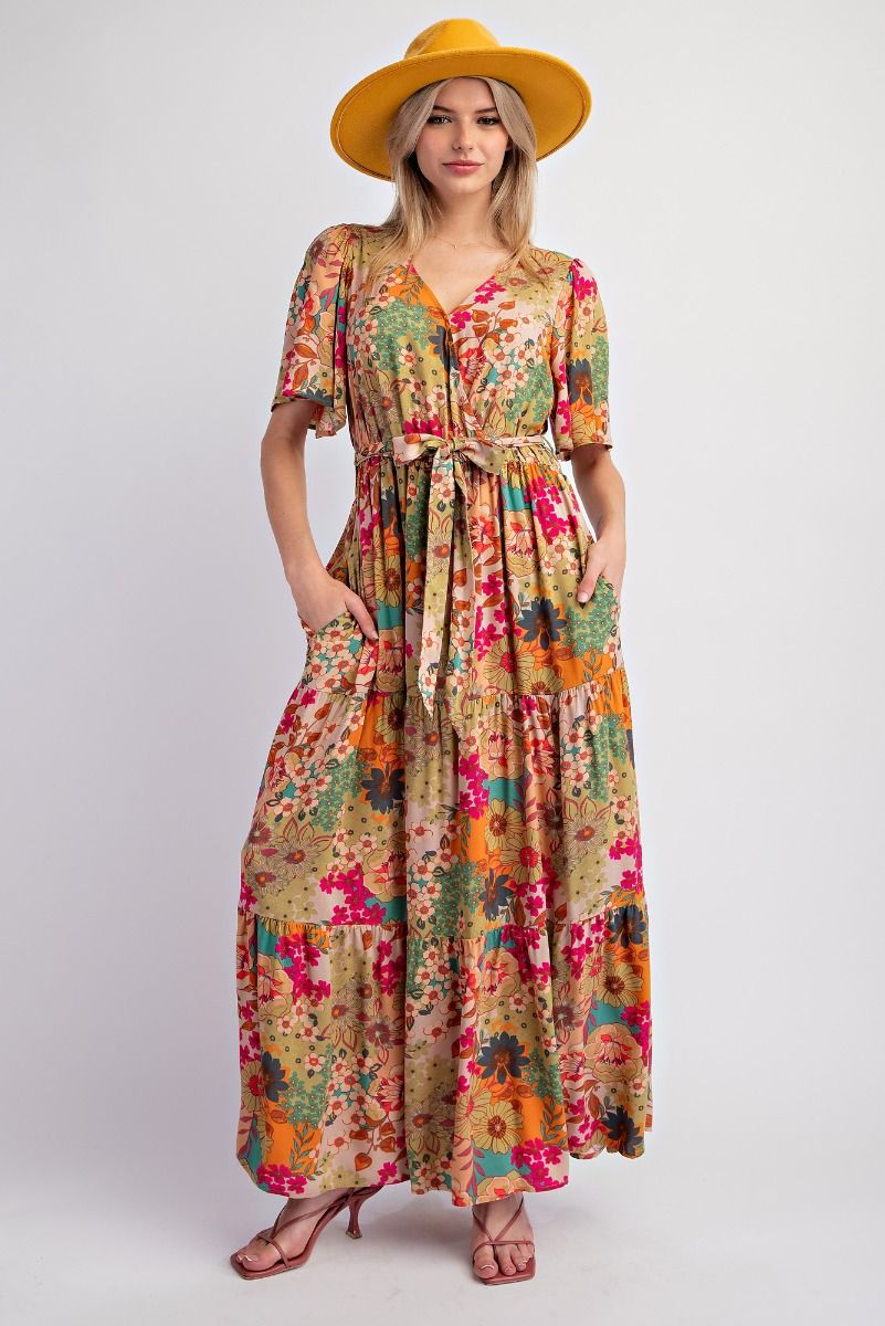 "Isabelle" Retro Floral Maxi Dress - The Katie Grace Boutique