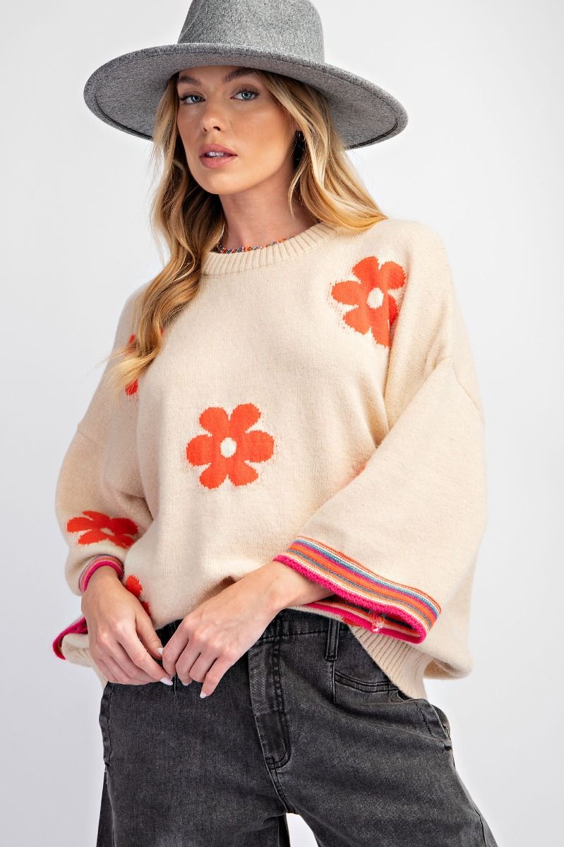 "Ximena" Floral Sweater - The Katie Grace Boutique