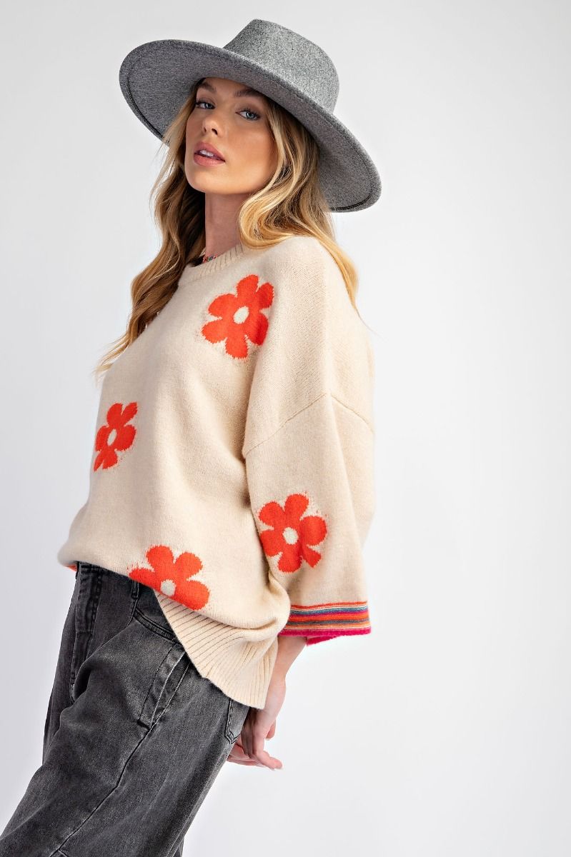 "Ximena" Floral Sweater - The Katie Grace Boutique